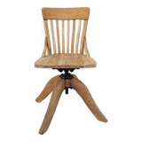 Swivel office chair in blond oak circa 1930