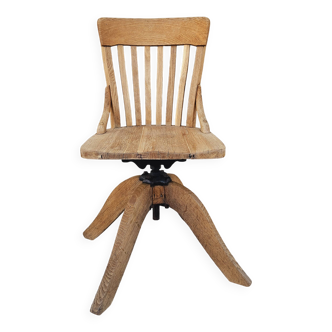 Chaise de bureau pivotante en chêne blond vers 1930