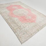 7x10 Vintage Soft Red & Beige Vintage Oushak Area Rug, 207x310 Cm