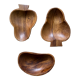 Trio of exotic wooden cups in the shape of beans and vintage clovers
