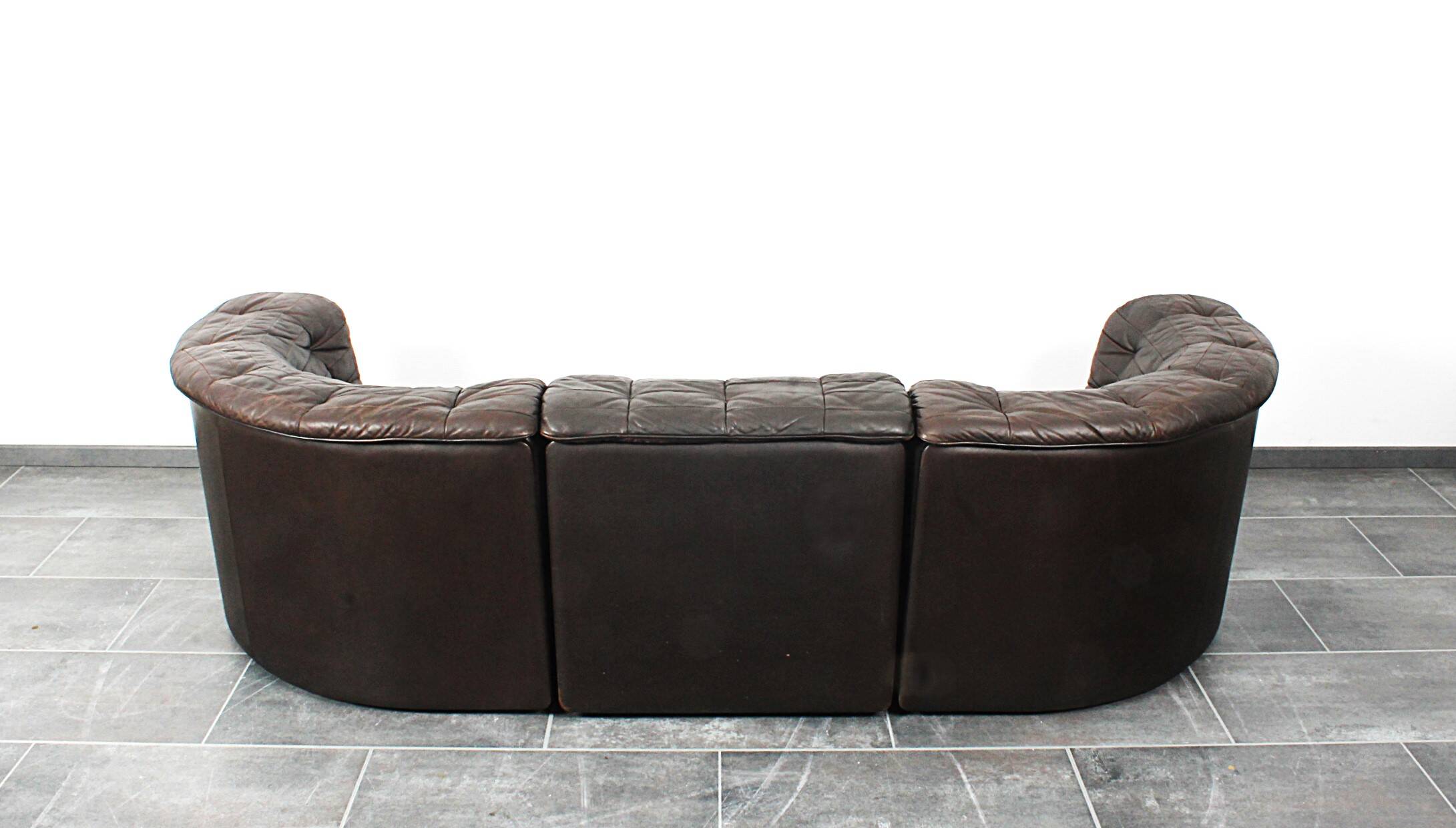 Canapé trois places De Sede DS-11 en cuir marron chocolat