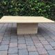 Table basse vintage en travertin et laiton de Fedam 1970