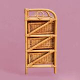 Vintage rattan and bamboo chest of drawers