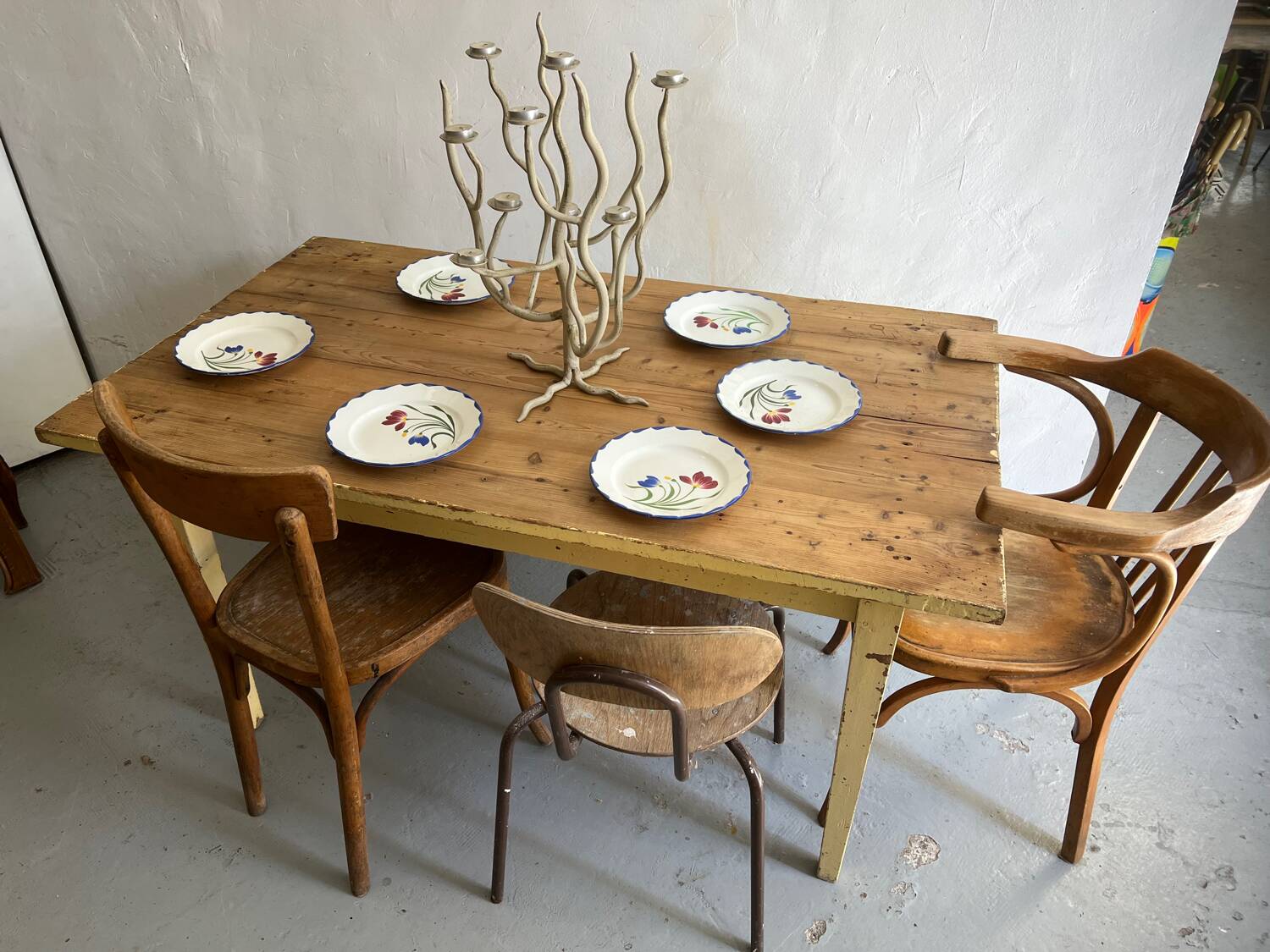 Table de ferme vintage en bois