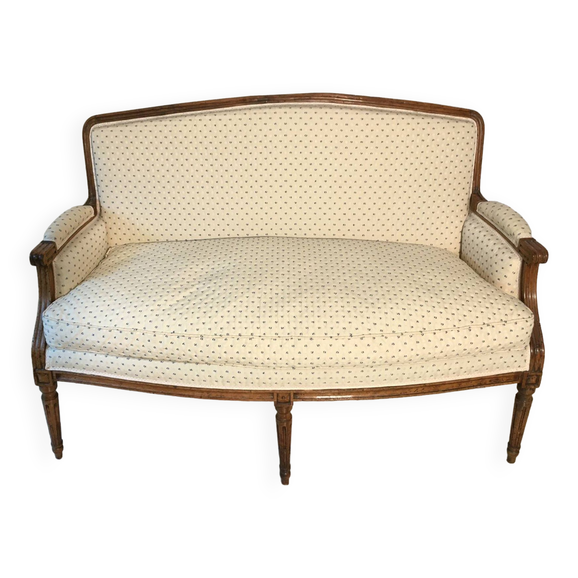 Canapé deux places d'époque Louis XVI entièrement retapissé