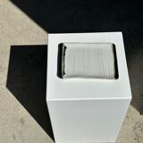 Trio of small rectangular serving dishes white and black Indonesian ceramic 21x16