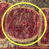 Round Velvet Cushion in Red and Gold