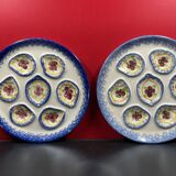 Set of two 25 cm oyster plates in MBFA Pornic earthenware, Cancale model.