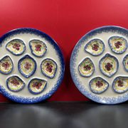 Set of two 25 cm oyster plates in MBFA Pornic earthenware, Cancale model.