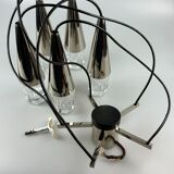 60s 70s hanging lamp cascade lamp 5 lights glass & chrome space age design