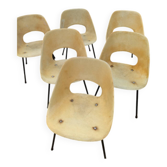 Set of 6 Pierre Guariche chairs