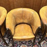 Set of Classic English Sheep Leather Chairs