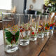 Set of 6 vintage glasses with butterfly decoration – 70s/80s