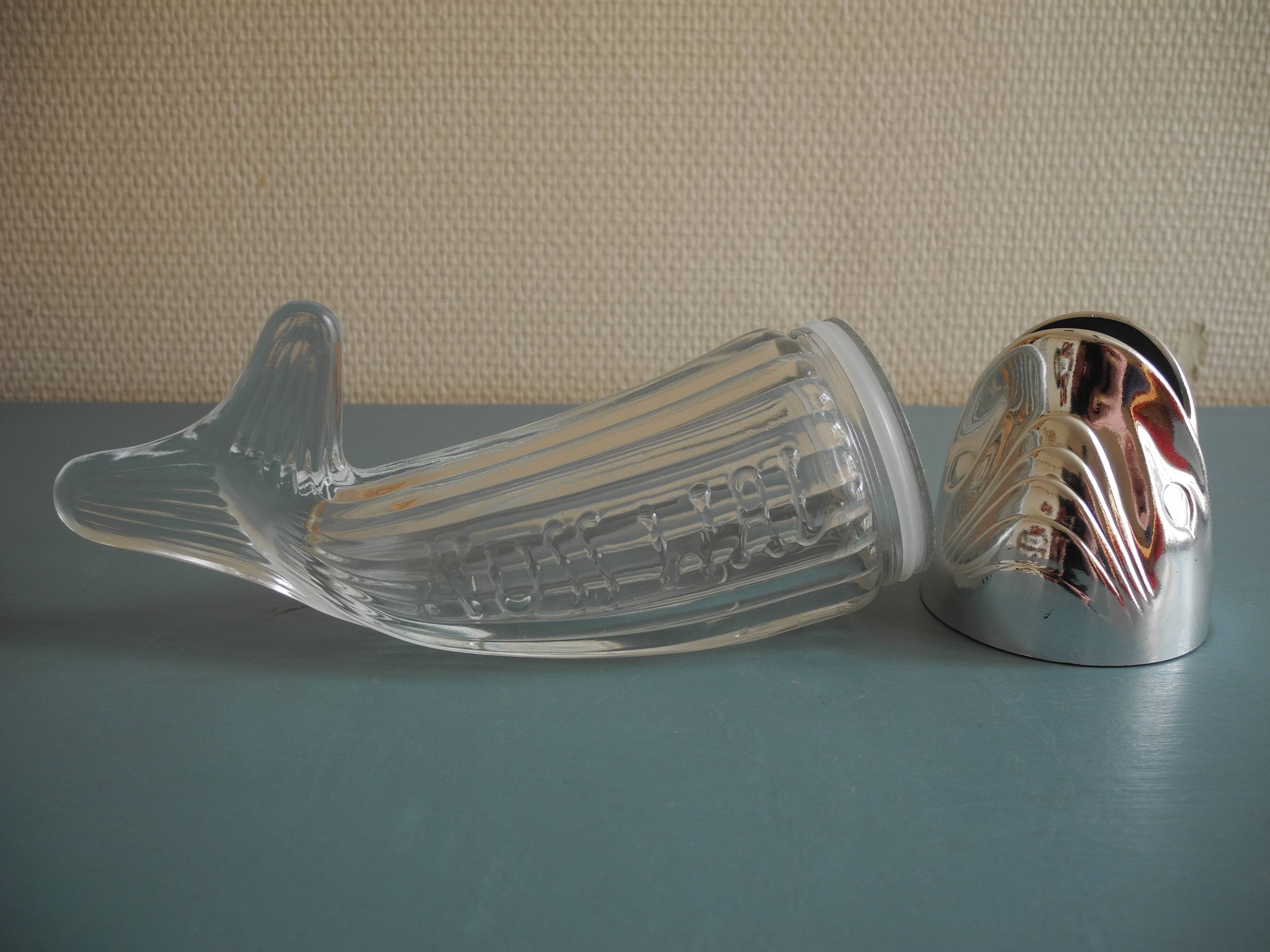 vintage glass fish nut dispenser whale table art