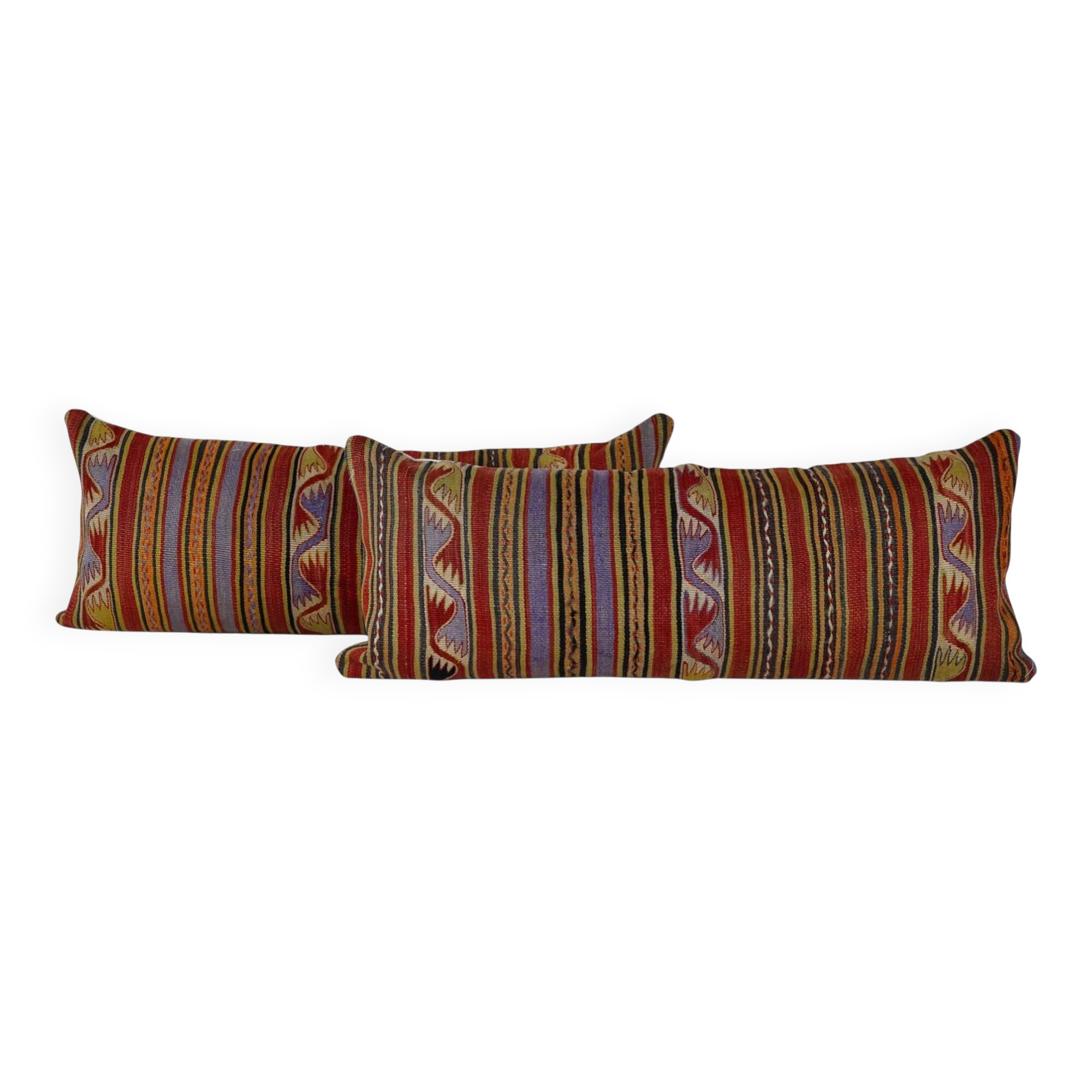 Set of 2 vintage kilim cushion covers 41x102 cm