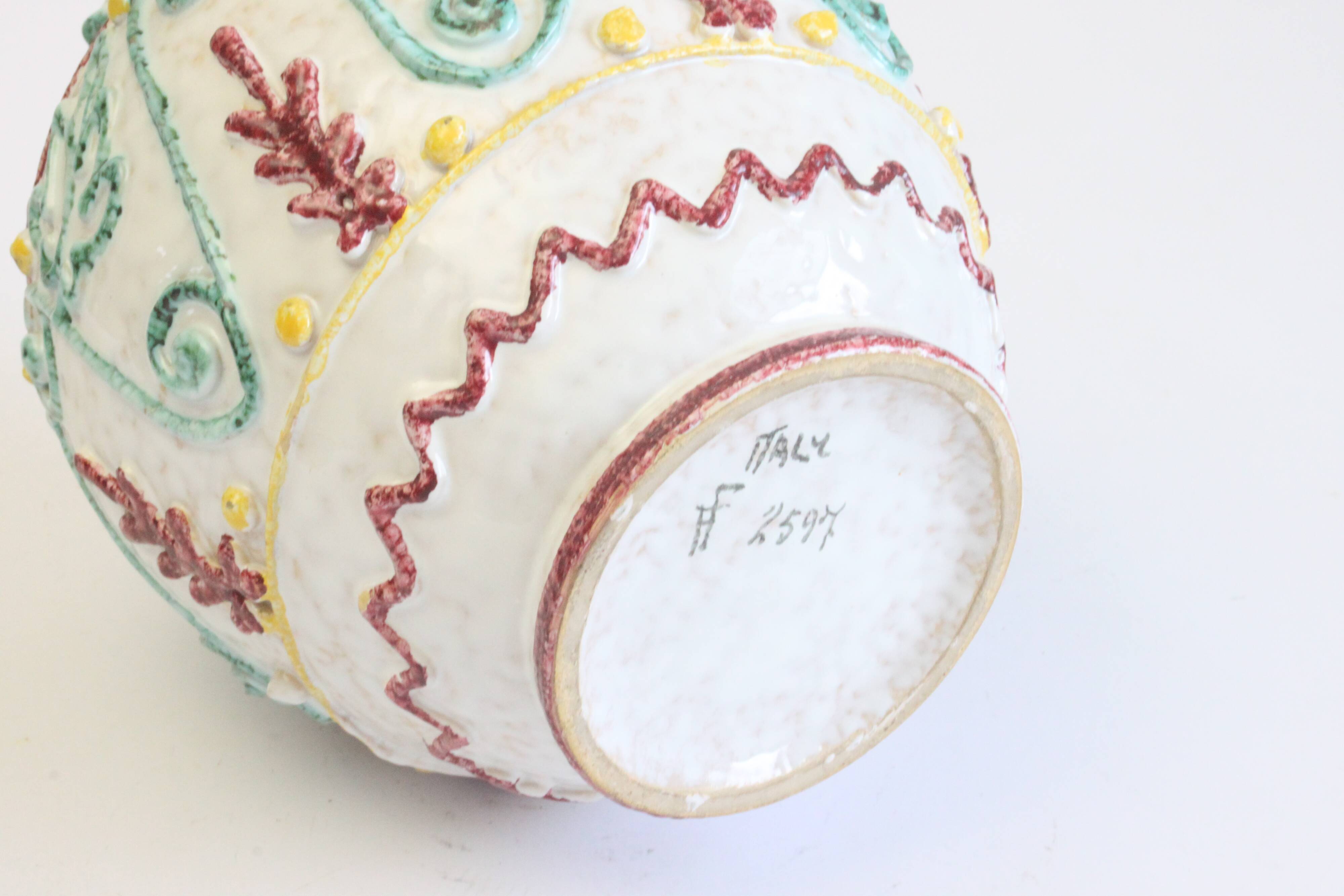 Mediterranean vase with reliëf by Fratelli Fanciullacci, Italy