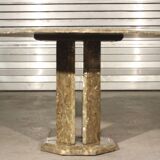 Octagonal post-modernist lounge table in marble beaded massive green quartz, Italy 1970s