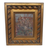 Peinture à l’huile sur carton cadre de paysage impressionniste antique