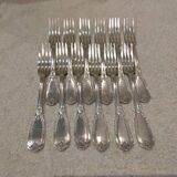 12 silver-plated metal table forks by Ravinet & Cie, Empire 81.