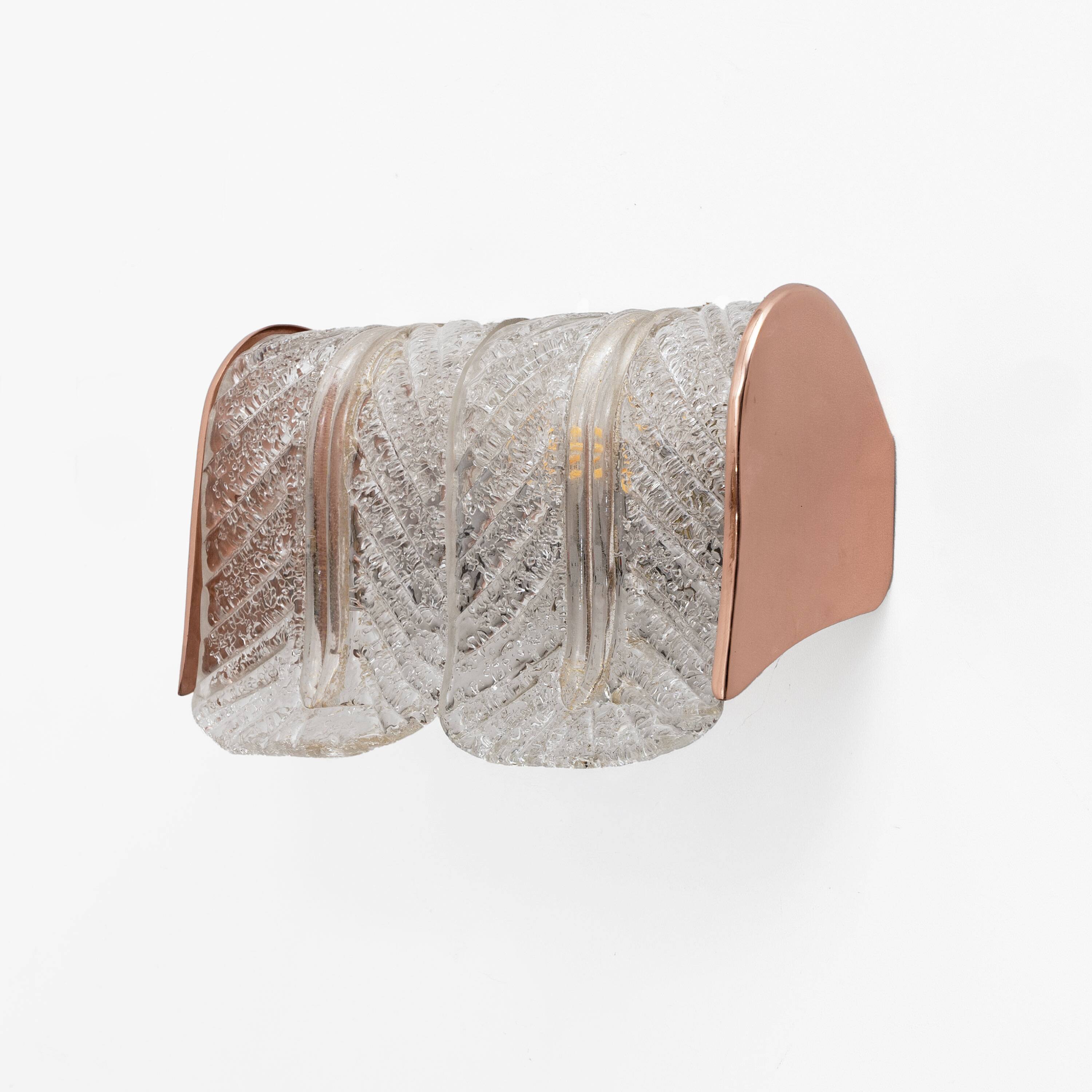 Pair of Barovier & Toso Murano Glass Wall Lights with Copper Details, Italy