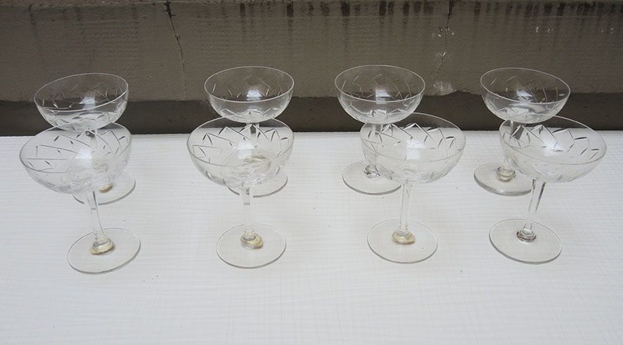 8 old champagne cup cristallerie lemberg lorraine