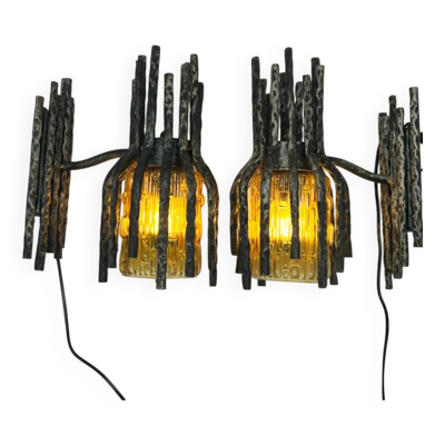 Paire d’appliques brutalistes par Marcello Fantoni, 1960s