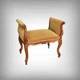 Small Louis XV Style Bench with Armrests in Blond Mahogany – 1920