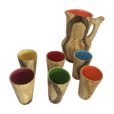Grandjean-Joudan orangeade set Ceramic faux-bois from the 1950s