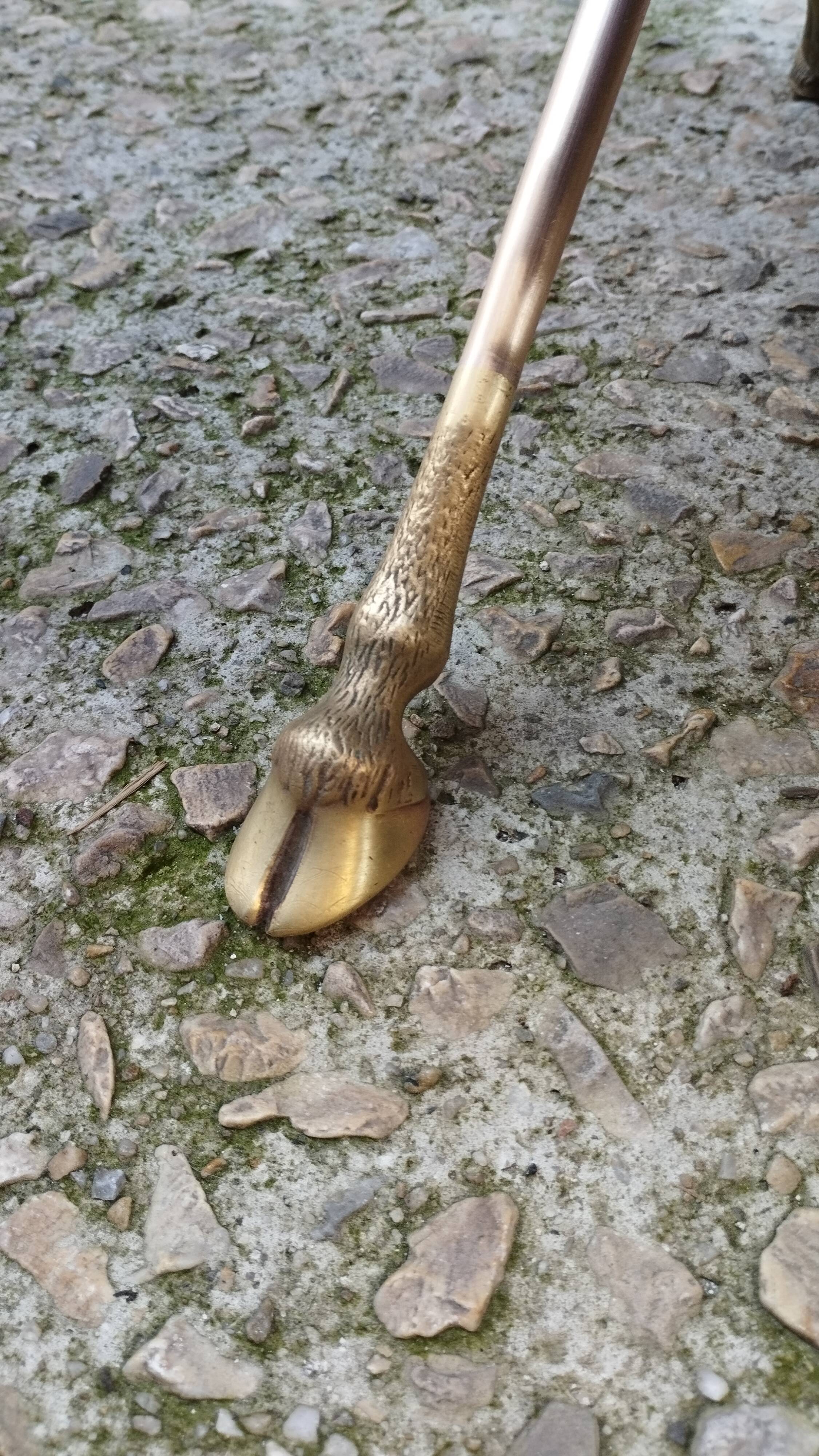 Rectangular coffee table in smoked glass and brass, animalist legs