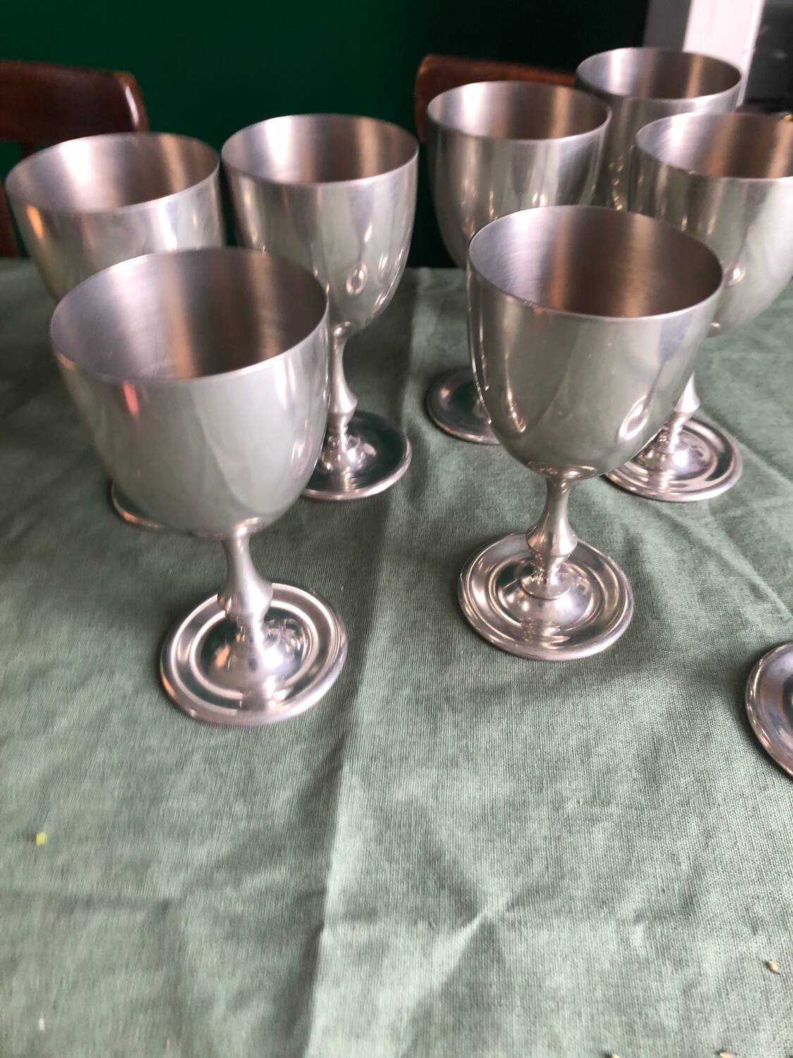 Silver-plated metal stemmed glasses