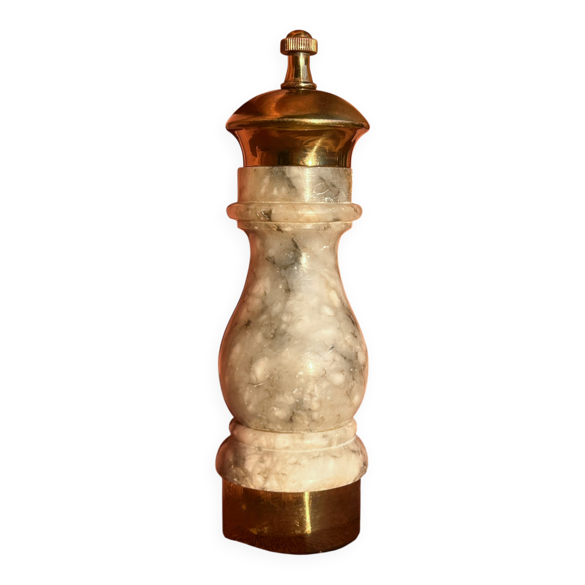 pepper mill, Italian, stone and brass, 1960s