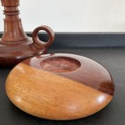 Series of 4 vintage wooden candle holders