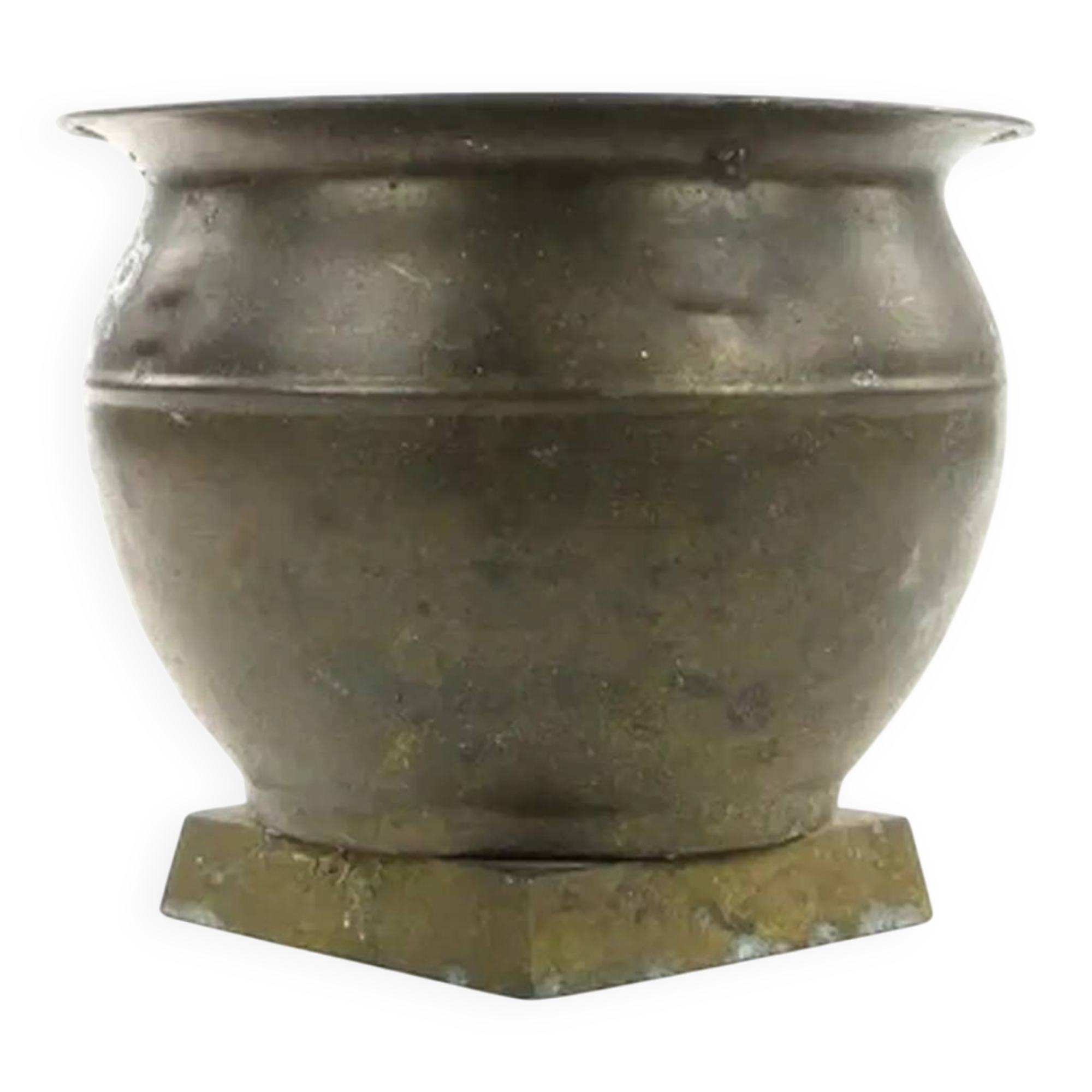 Cache-pot Art Déco, étain, Pologne, années 1970