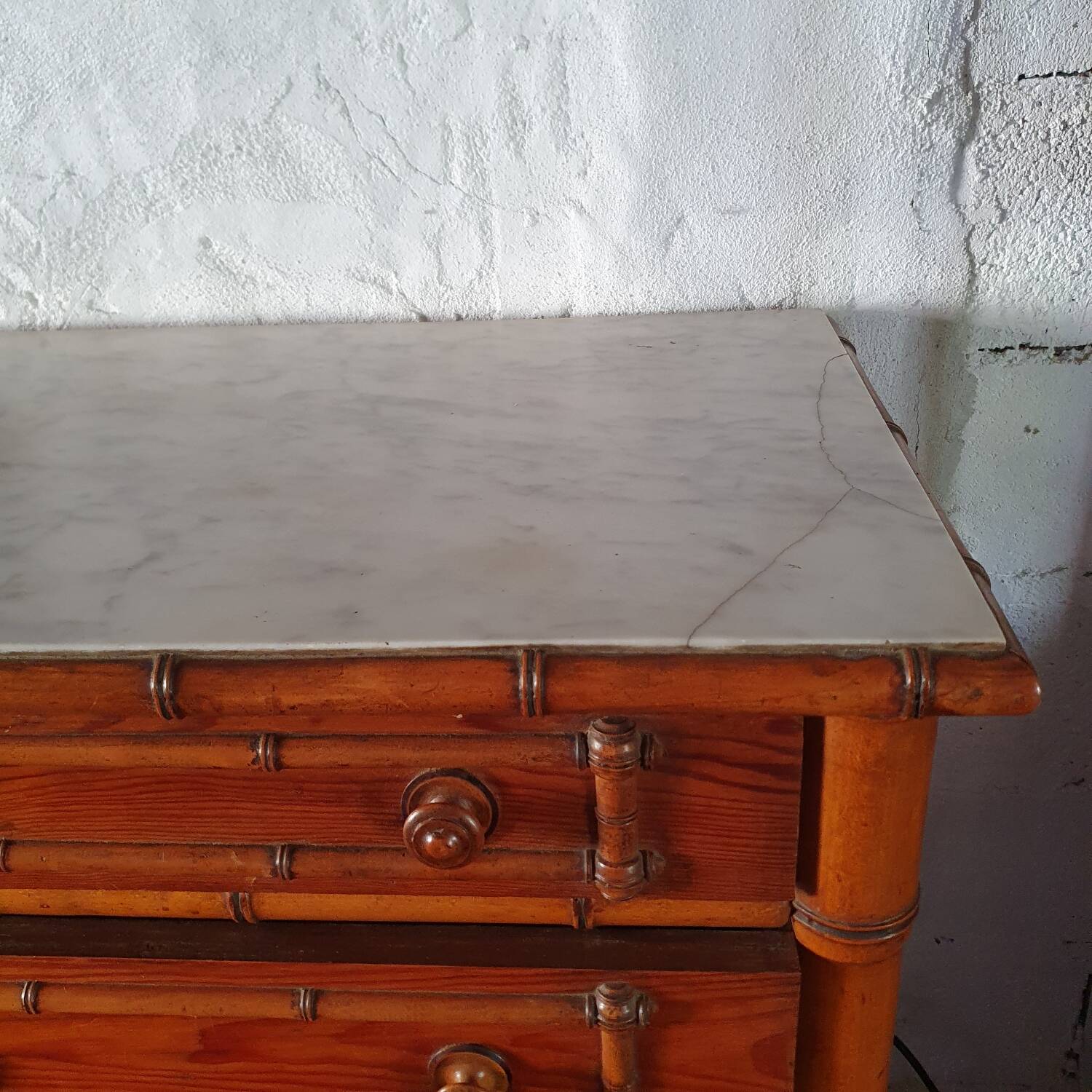 Early 20th-century commode in bamboo pitchin style.