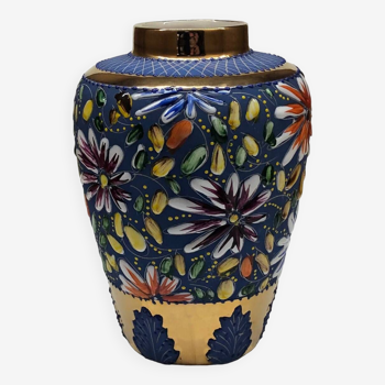 Vase H. Becquet Quaregnon fleuri dit décor Empire