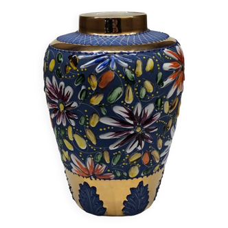Vase H. Becquet Quaregnon fleuri dit décor Empire