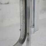 Table chrome steel smoked glass slab. France, circa 1970