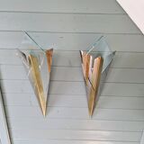 Large pair of triangular wall sconces, J.T. Kalmar, 1970-80.