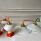 Set of 4 suspensions tulips in opaline orange gradient thread orange and white 70s