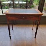 Side table with drawer and leather top