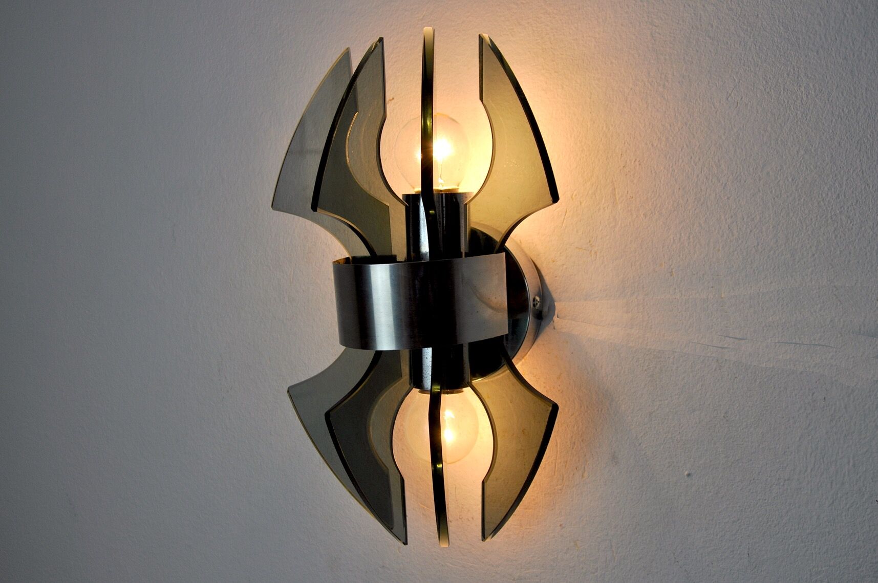 Veca wall lamp, carved murano glass, italy, 1970