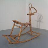 Large Bamboo Rocking Horse by Dirk van Sliedregt for Rohé Noordwolde, 1950s
