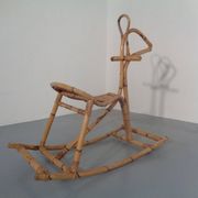 Large Bamboo Rocking Horse by Dirk van Sliedregt for Rohé Noordwolde, 1950s