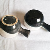 Pair of Black and White Cups in enamelled ceramic - 70s