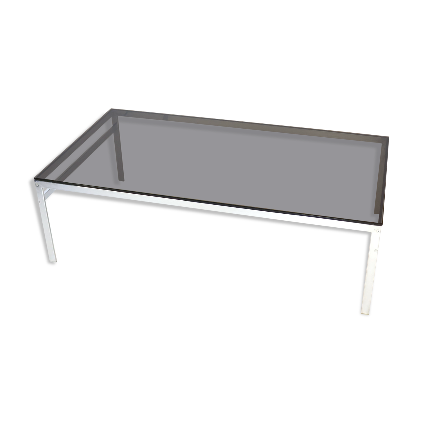 Table basse chrome et verre fumé années 60