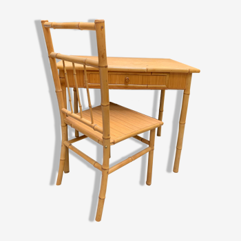 Desk and its vintage bamboo chair