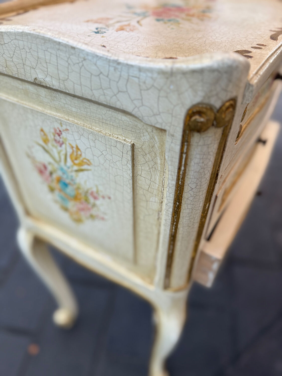 Pair of hand-painted Venetian bedside tables – baroque style