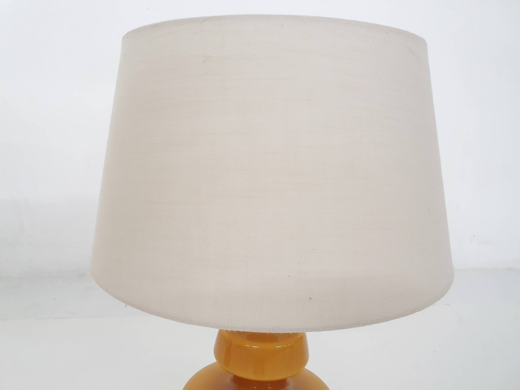 Set of two mid-century yellow glass table lights, Belgium 1960's