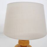 Set of two mid-century yellow glass table lights, Belgium 1960's