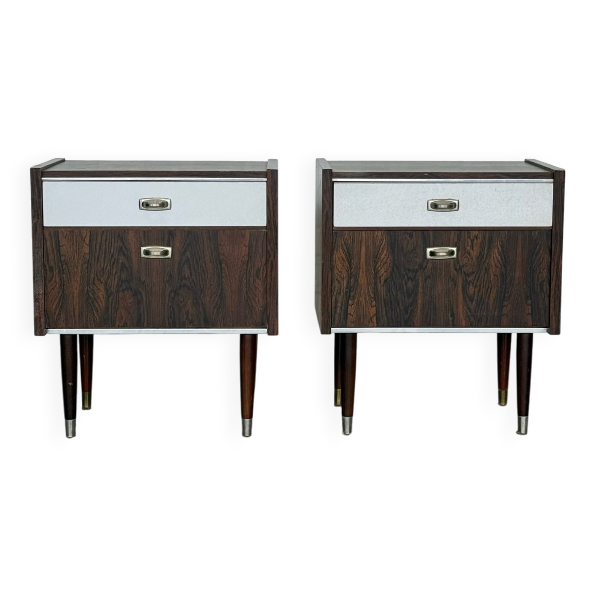 Pair of Vintage 1960s Nightstands — Rosewood & White Formica